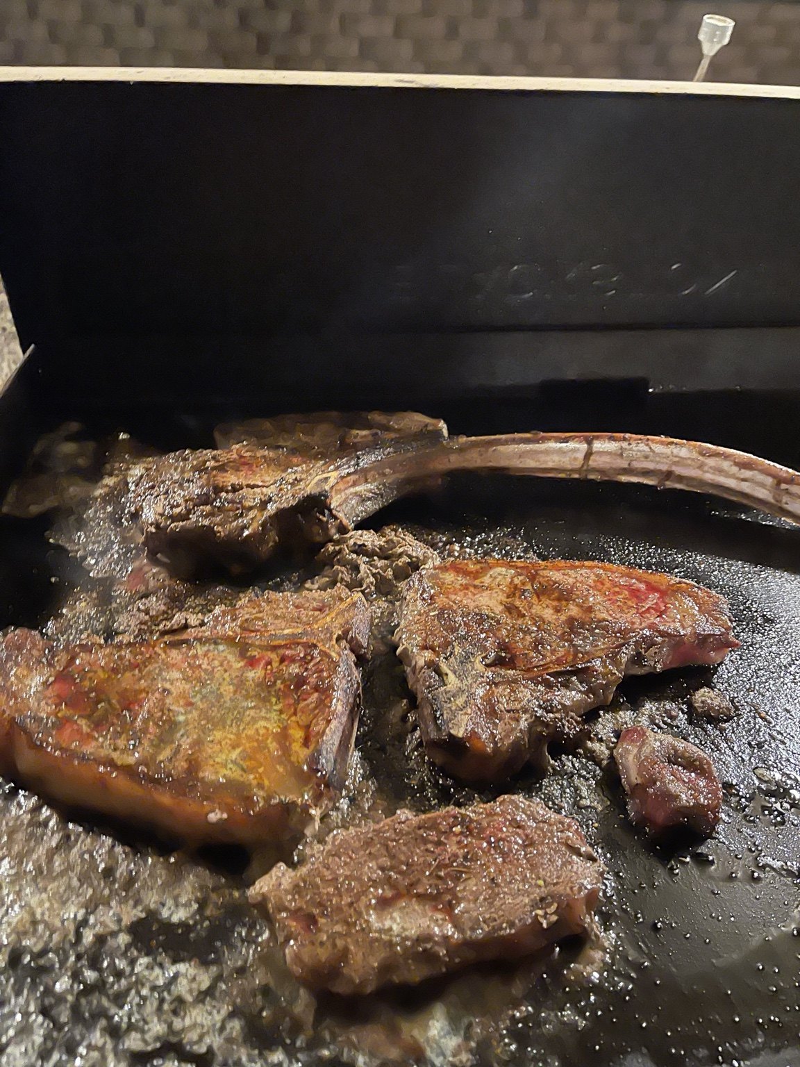Cooked ranch beef steaks